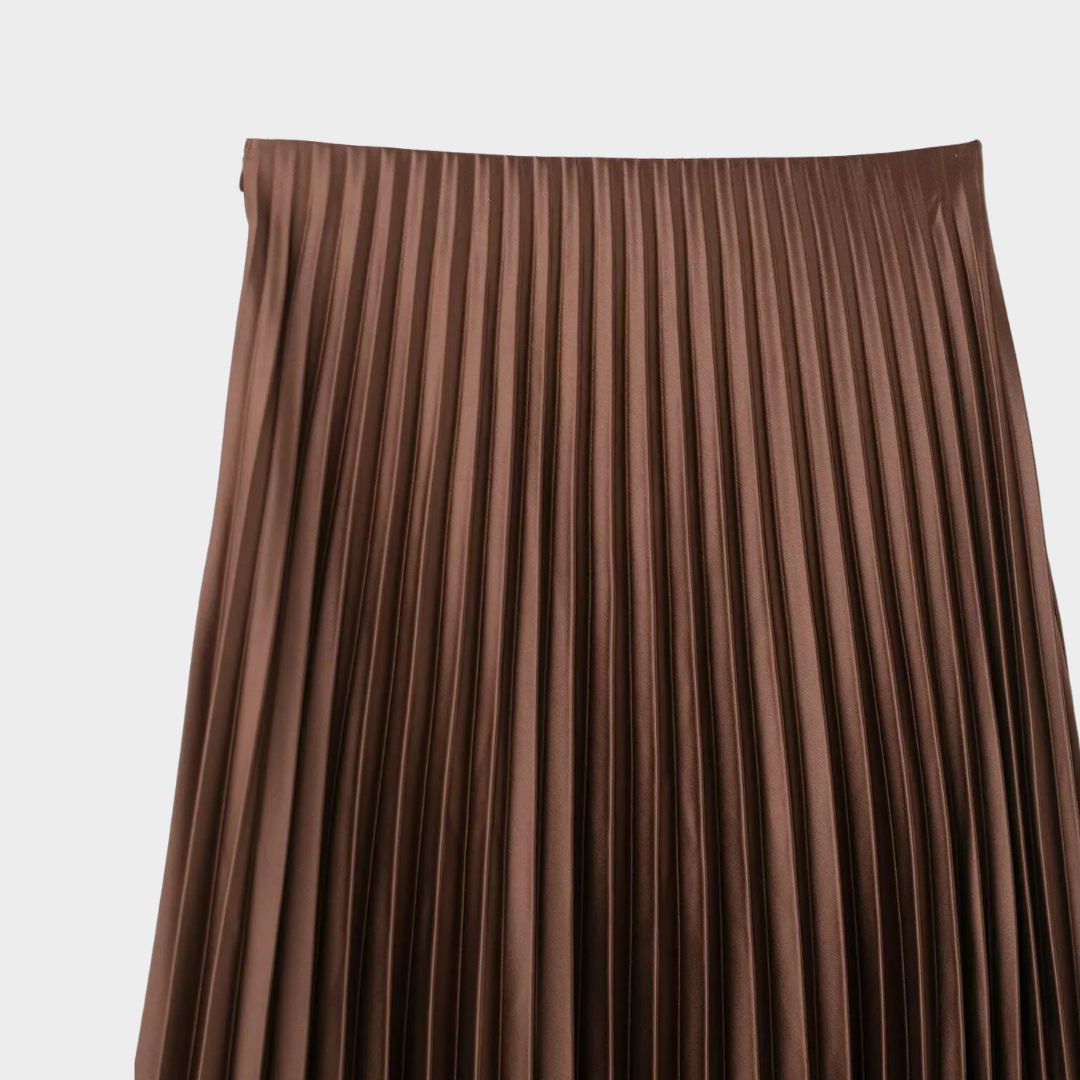 Plisserad midikjol med hög midja och vida veck