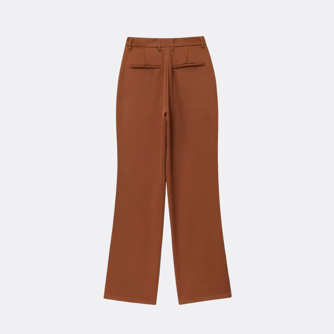 Strukturerat tvådelat set i stretch med zip-top och vida byxor