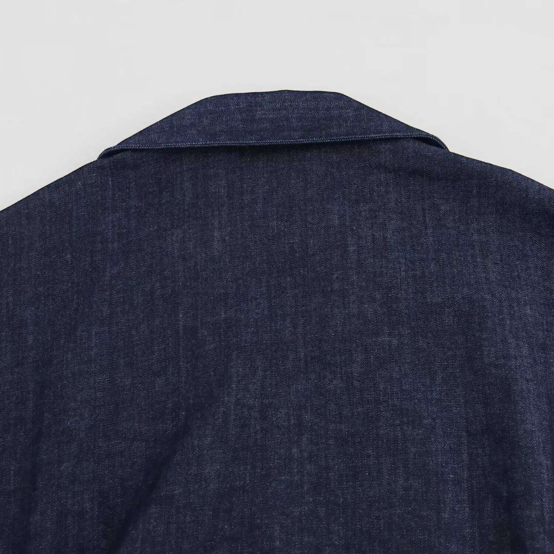 Midiklänning i denim med krage och hel knäppning