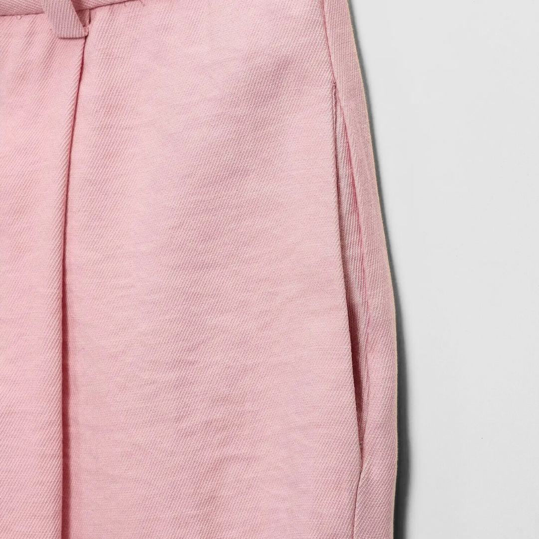 Rosa Ärmlös kavajväst med slag och vida byxor set