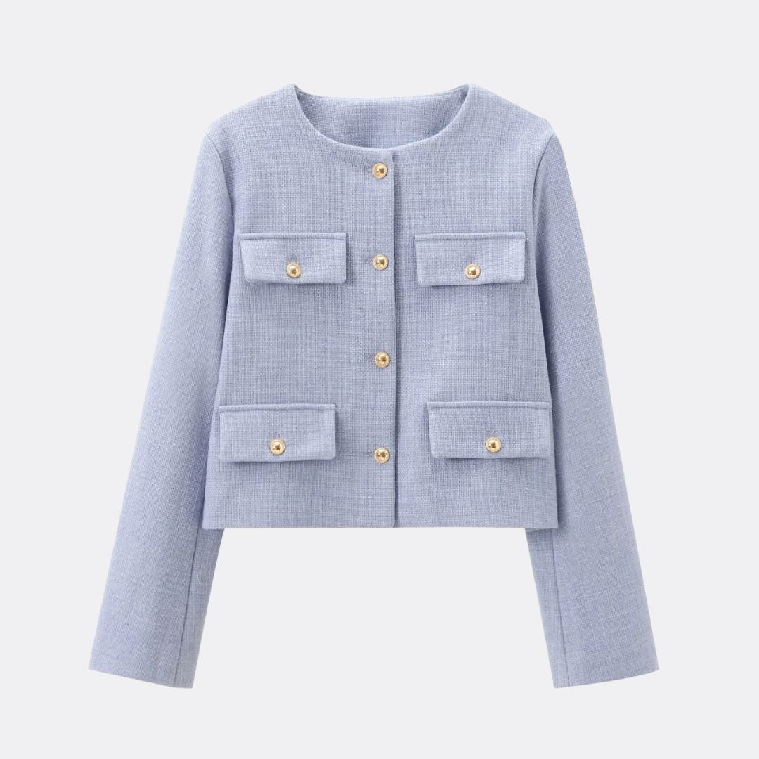 Klassisk vintage tweedjacka med guldknappar