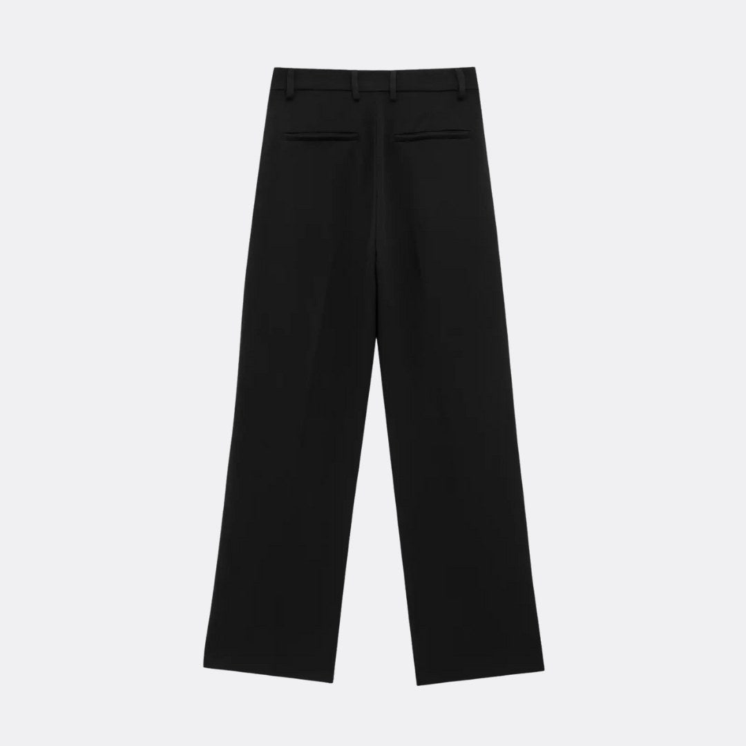 Strukturerat tvådelat set i stretch med zip-top och vida byxor