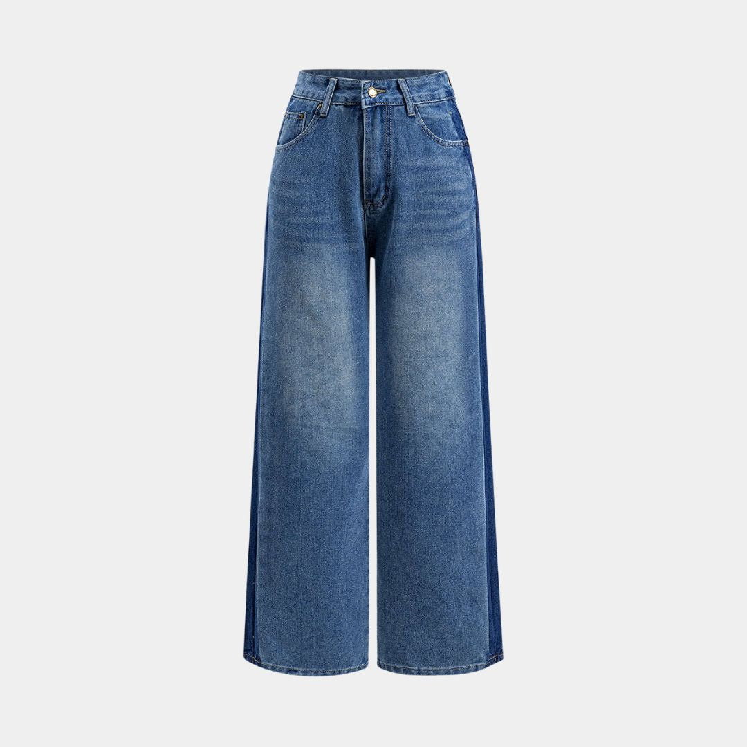 Klassiska jeans med kontrasterande djupblå sidor