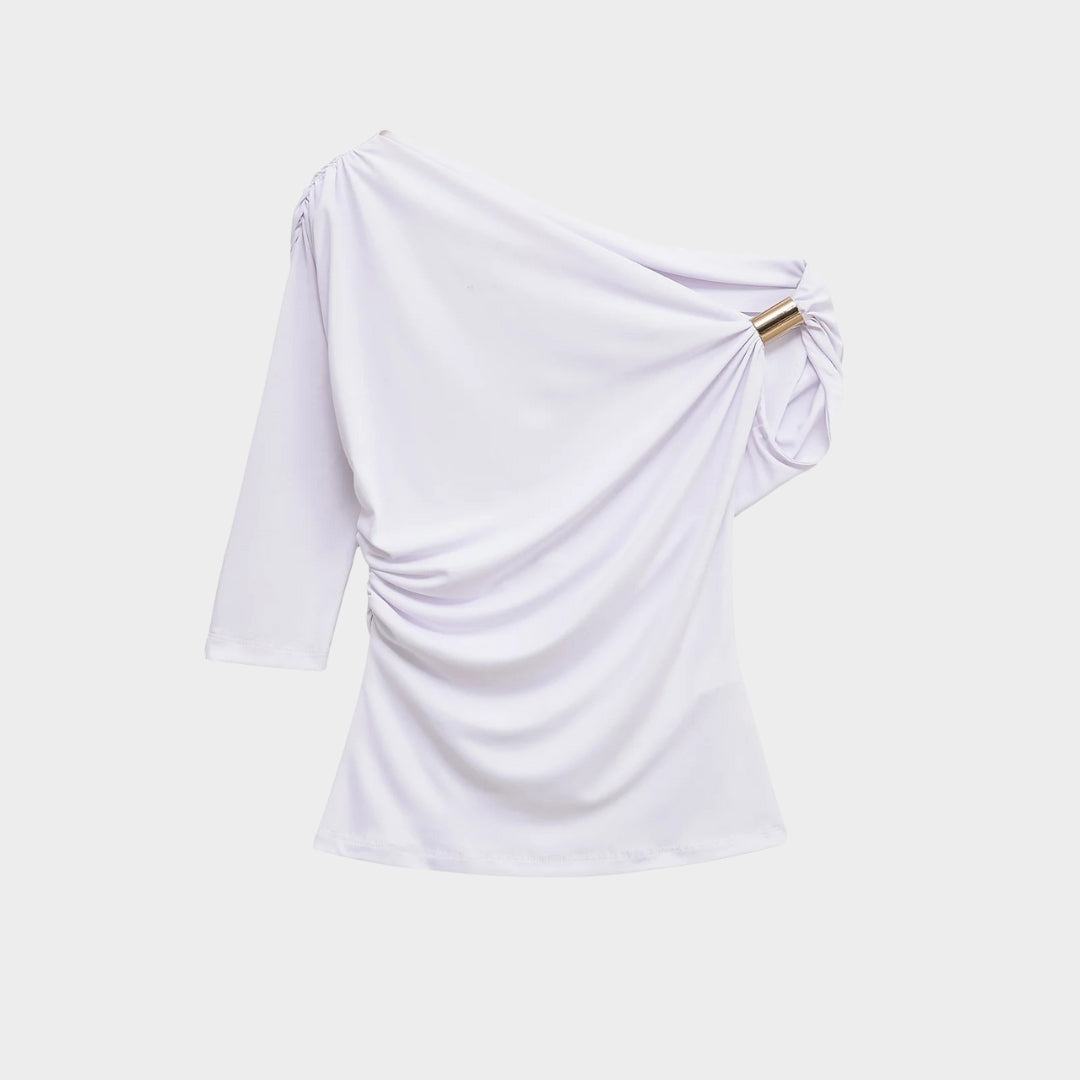 Stickad väst med ränder och asymmetrisk fåll