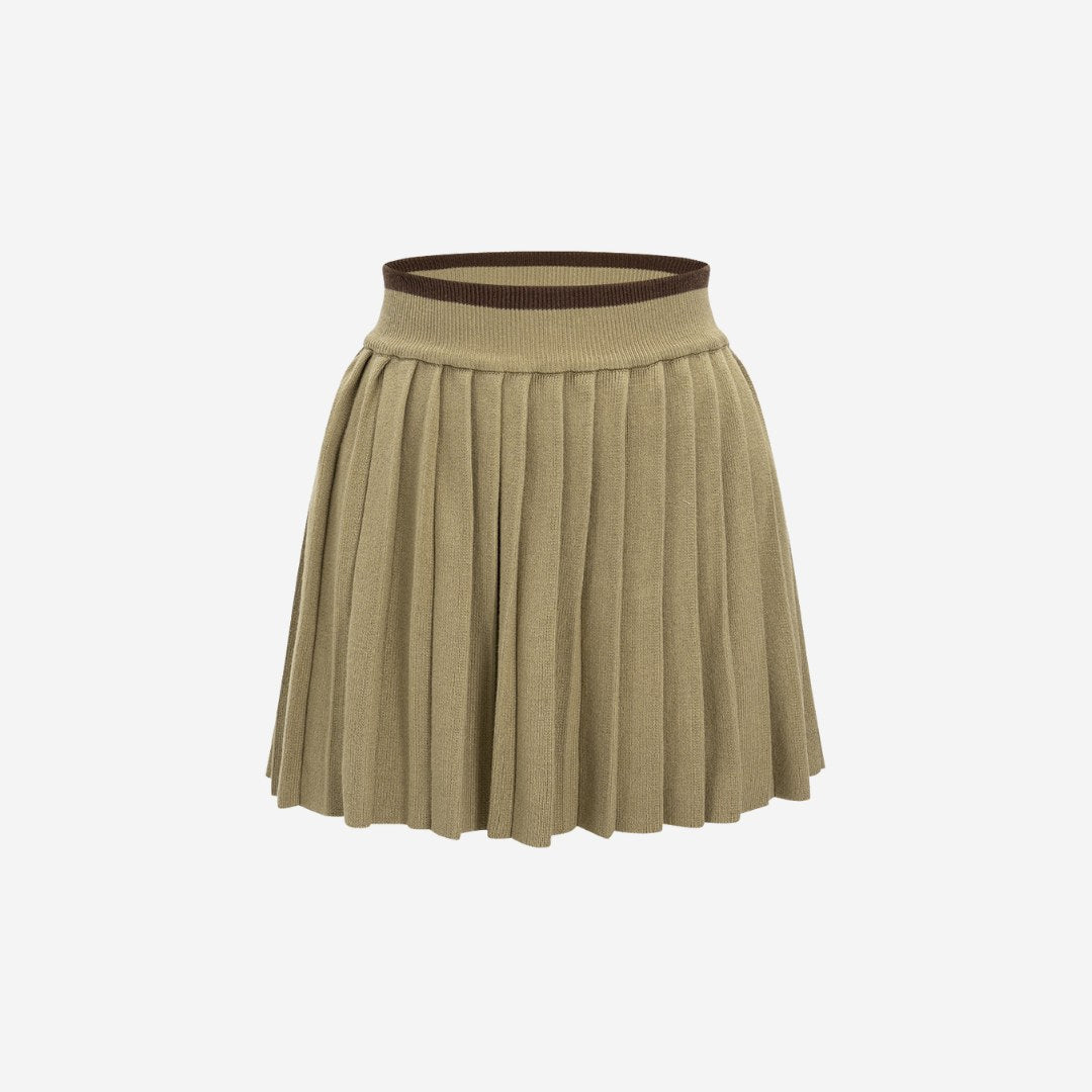 Kort plisserad minikjol i trikå med elastisk midja och låg stretch