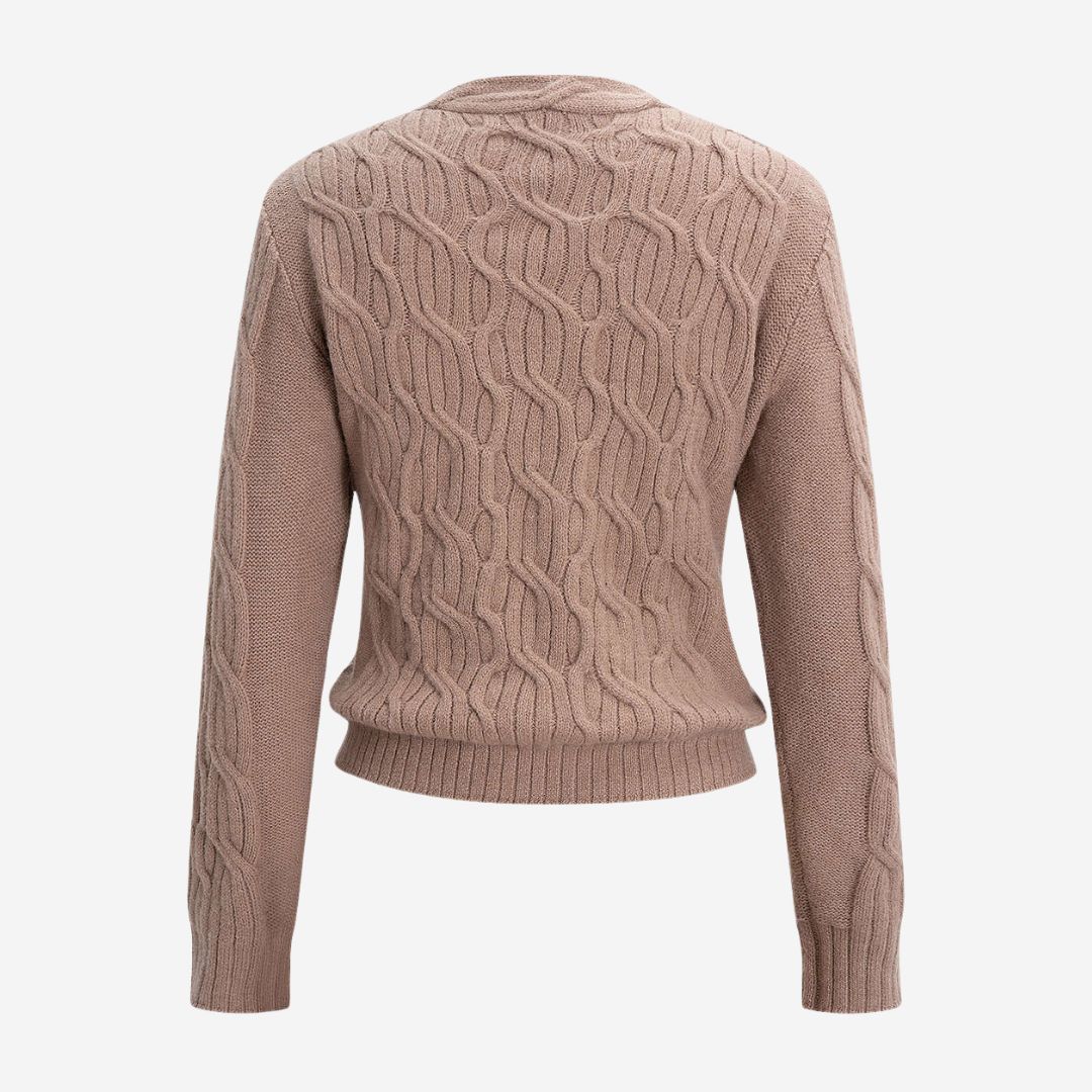 Rosabrun Stickad kofta med strukturmönster och avslappnad passform