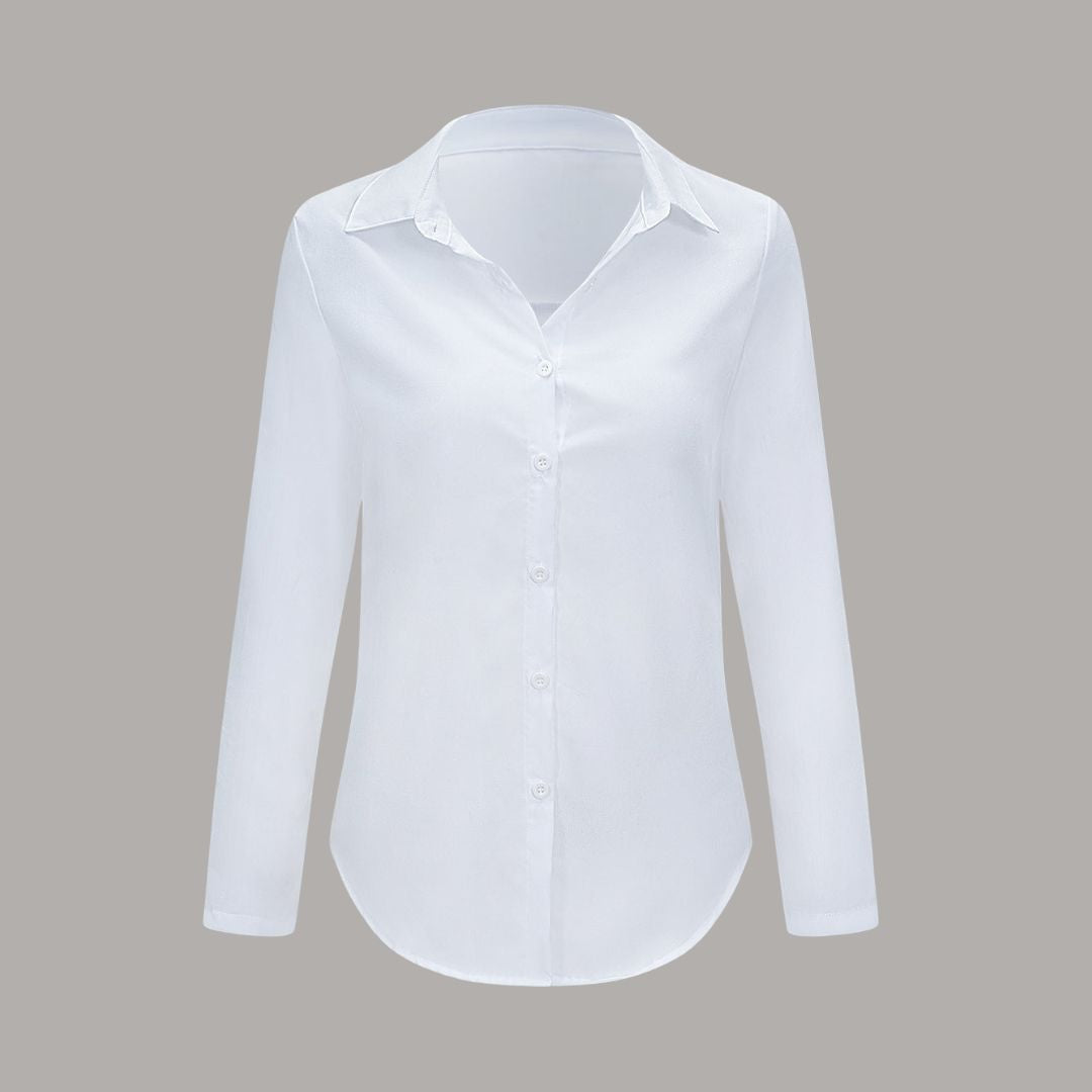 Vit chiffongblus med knytfunktion och lång ärm i figurnära passform