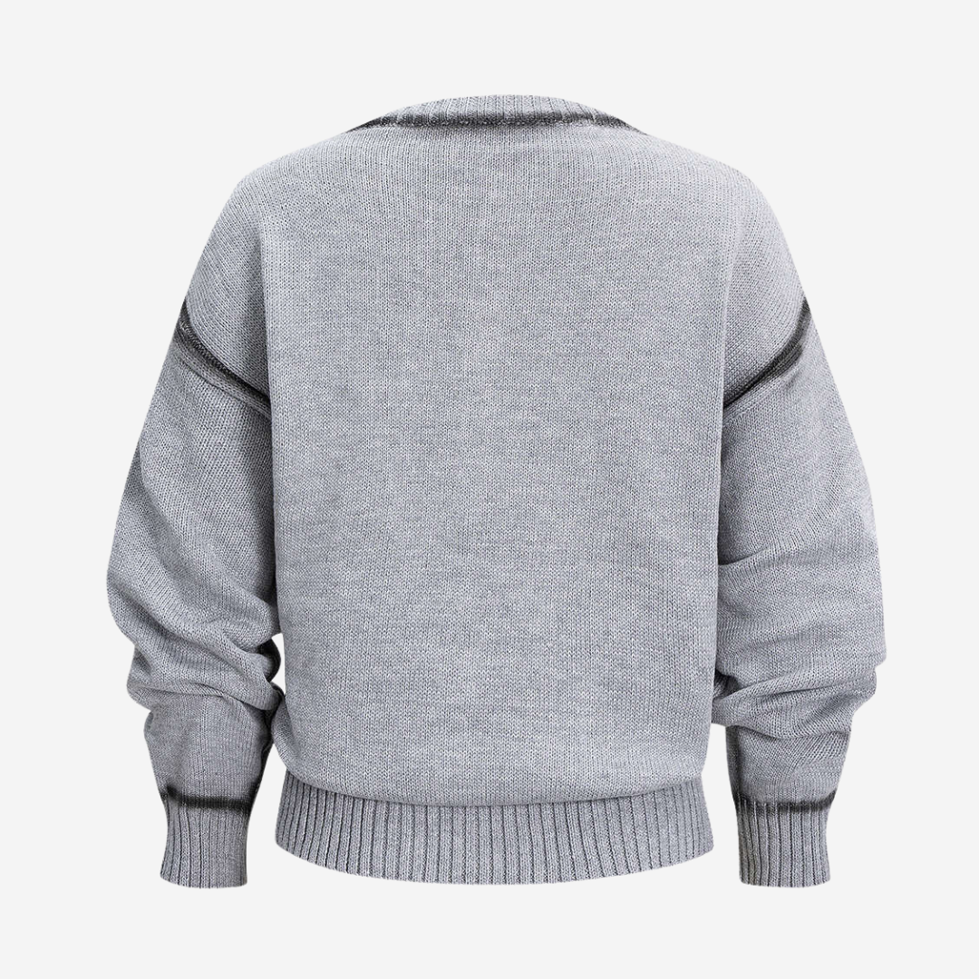 Ljusgrå Kofta med knappar och dekorativa fickor i stickad struktur