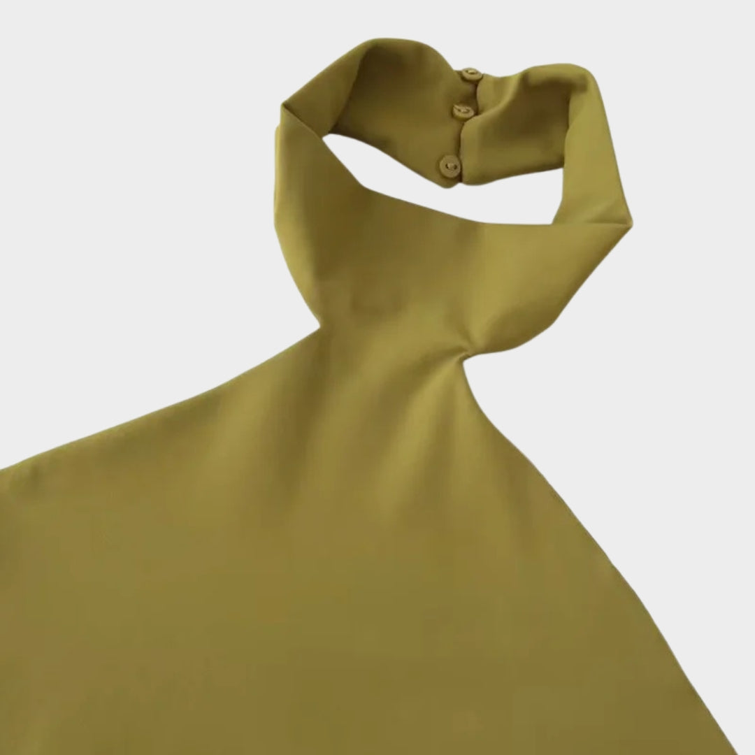 Halterlinne med bar rygg och off-shoulder-skärning