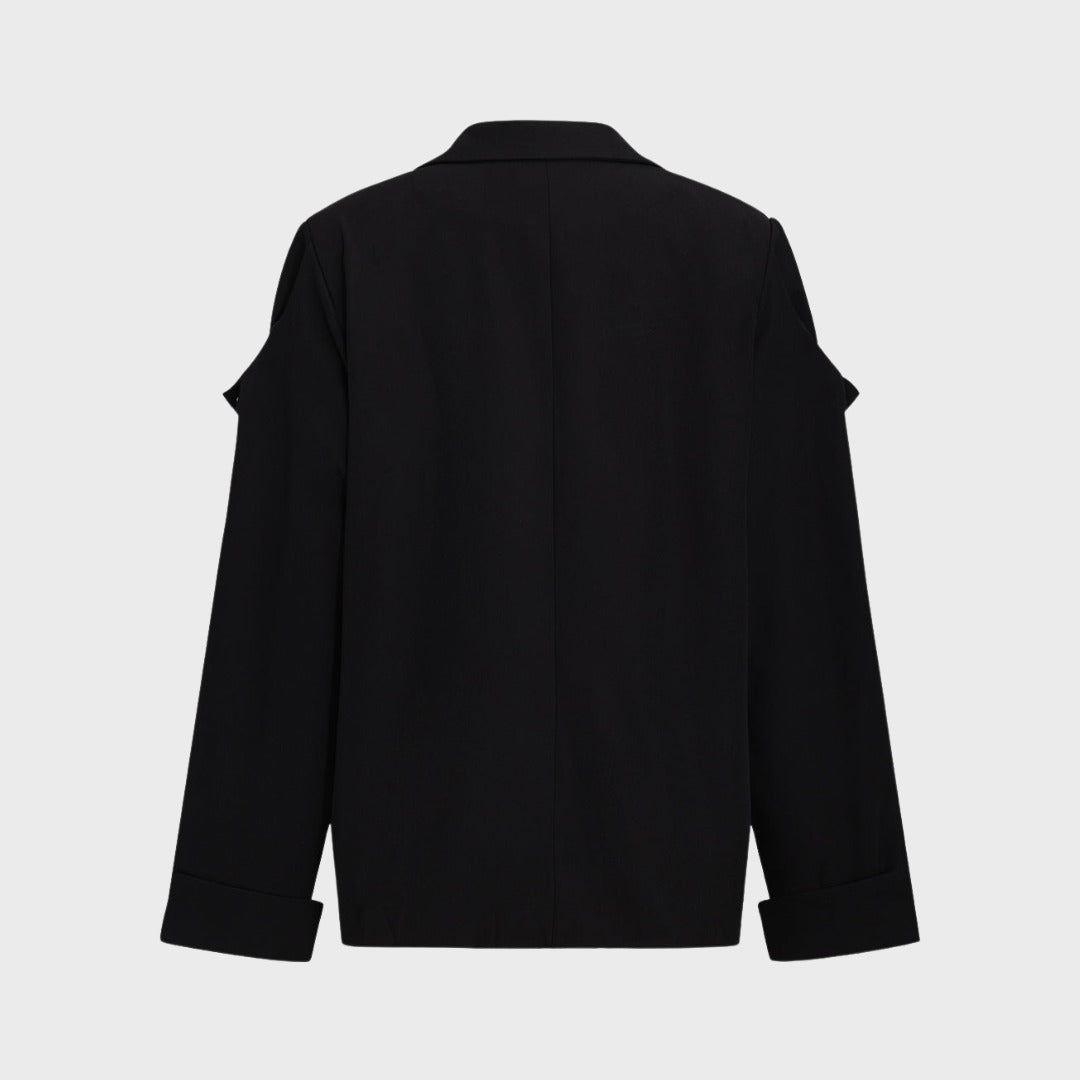 Tvåfärgad jeanskavaj med twill och oversized passform