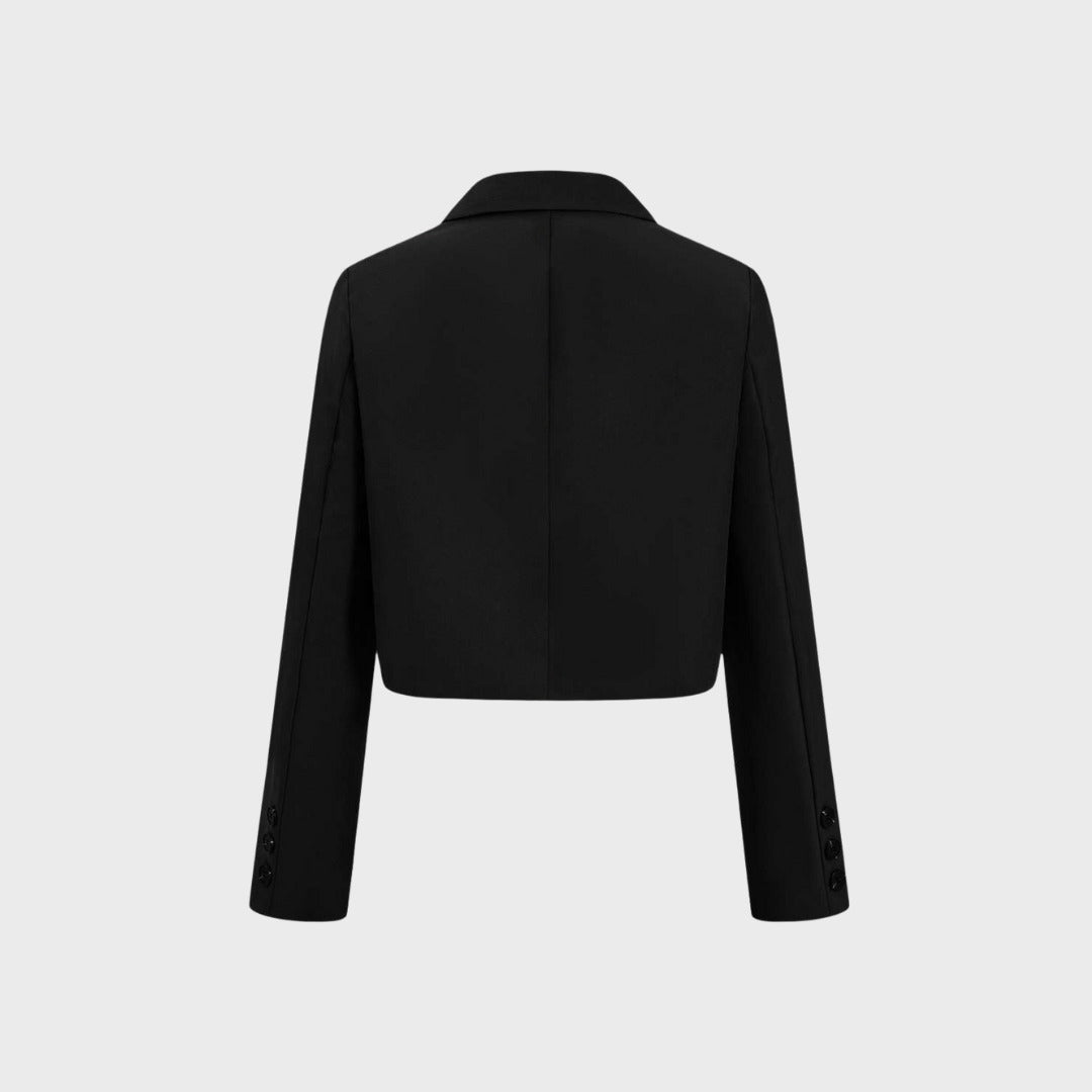 Kort kavaj i viskos med lös passform och enkel knäppning