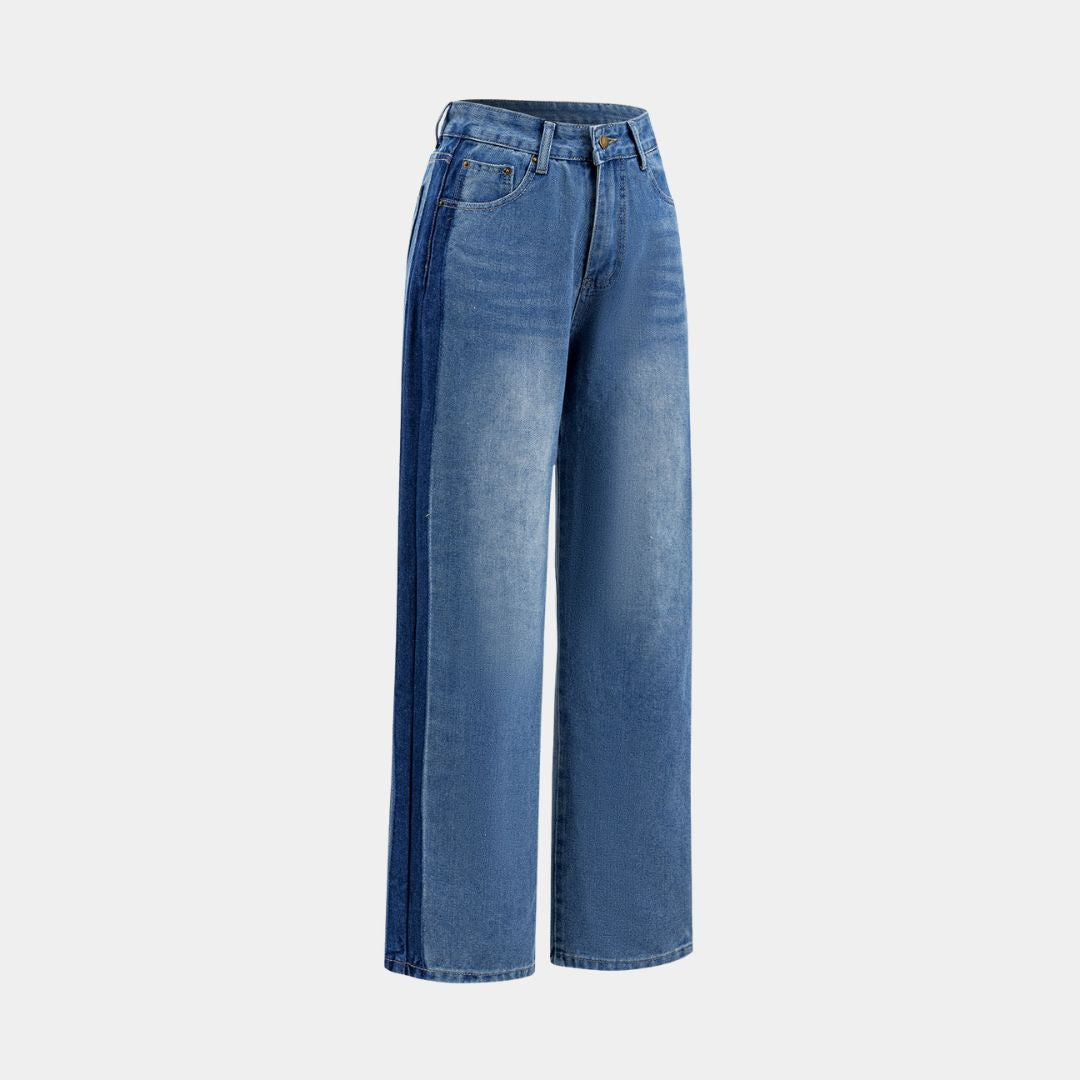 Klassiska jeans med kontrasterande djupblå sidor