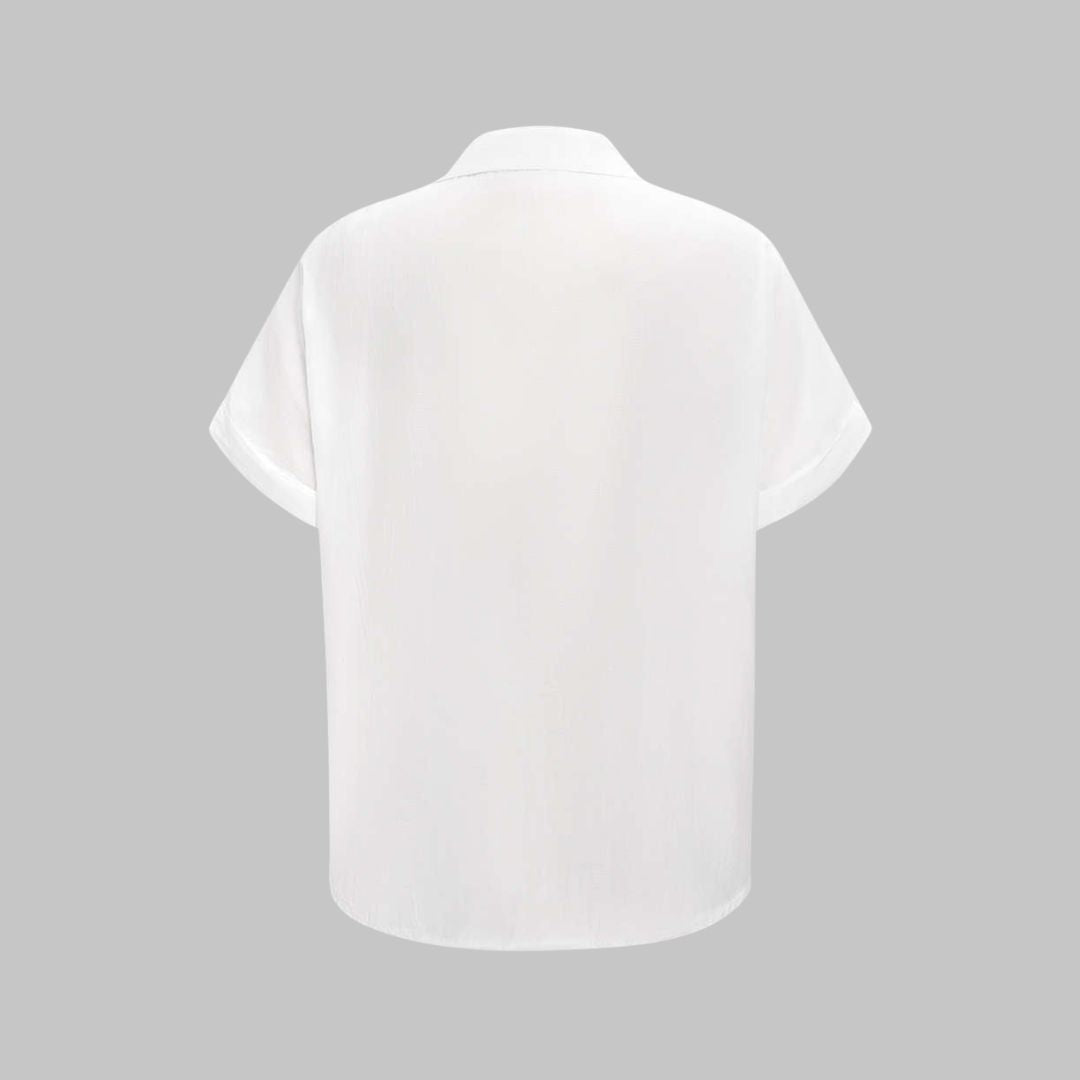 Vit Figurnära lång topp i vävd semitransparent polyester med rund hals och mjukt fall