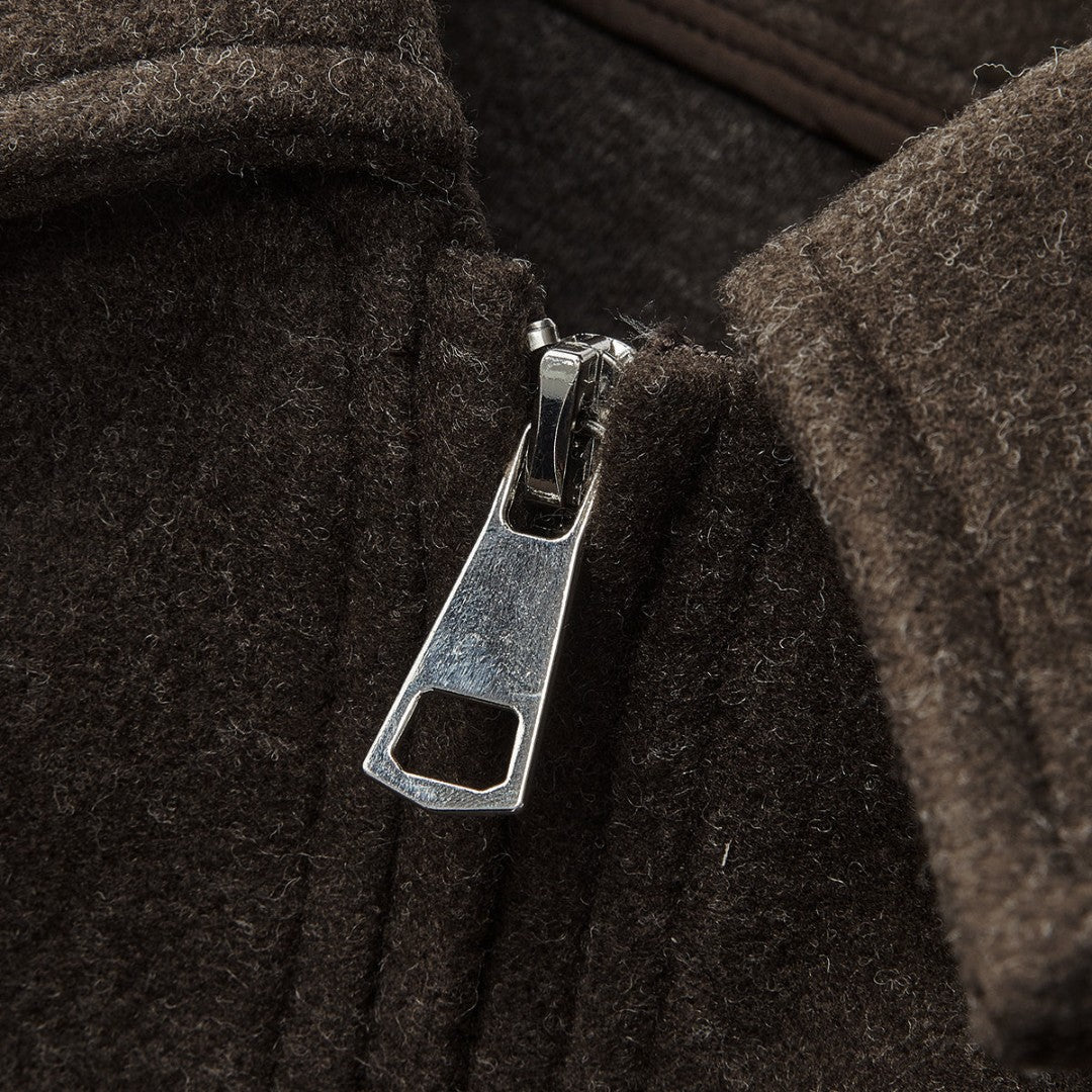 Kort jacka i ullblandning med dragkedja och klassisk krage