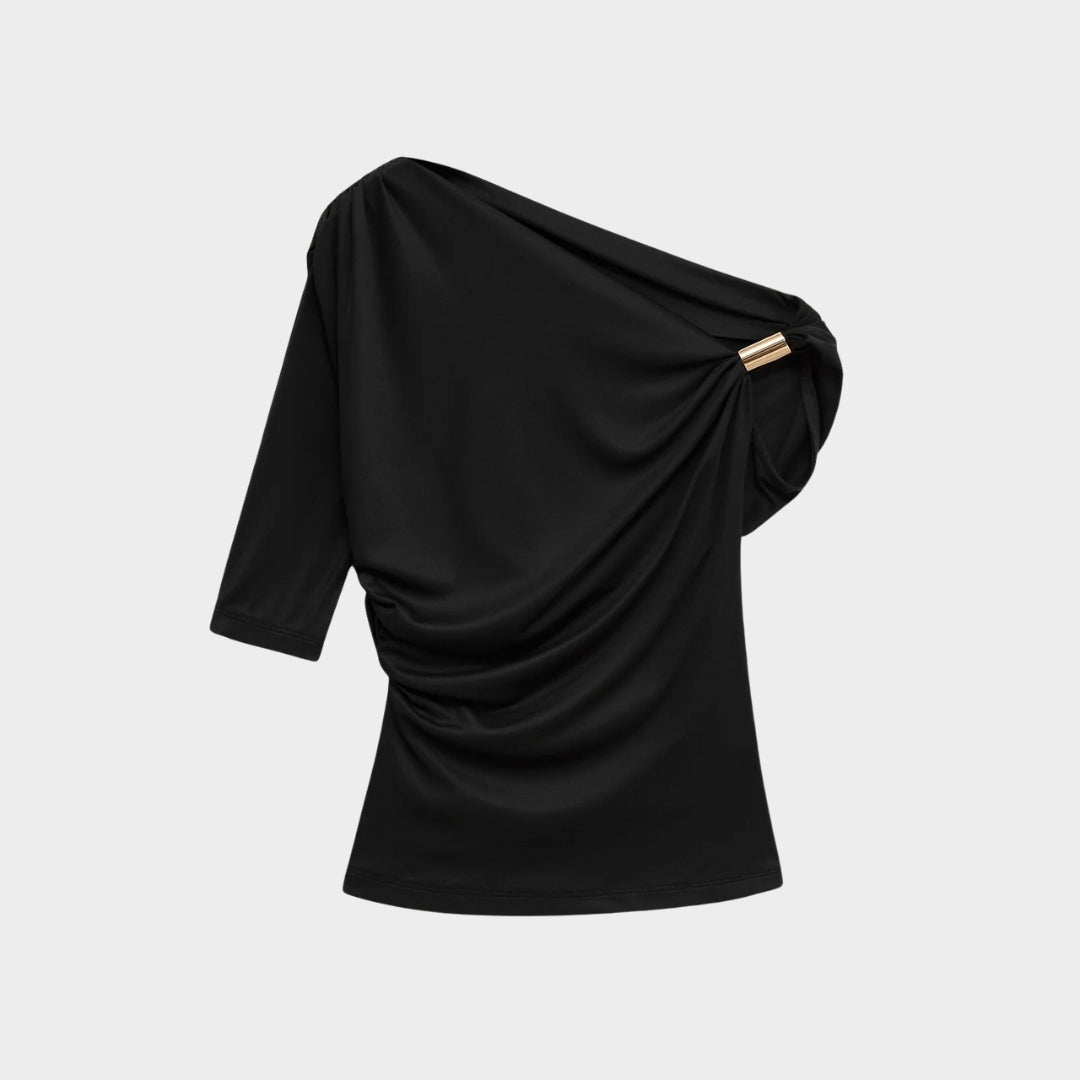 Stickad väst med ränder och asymmetrisk fåll