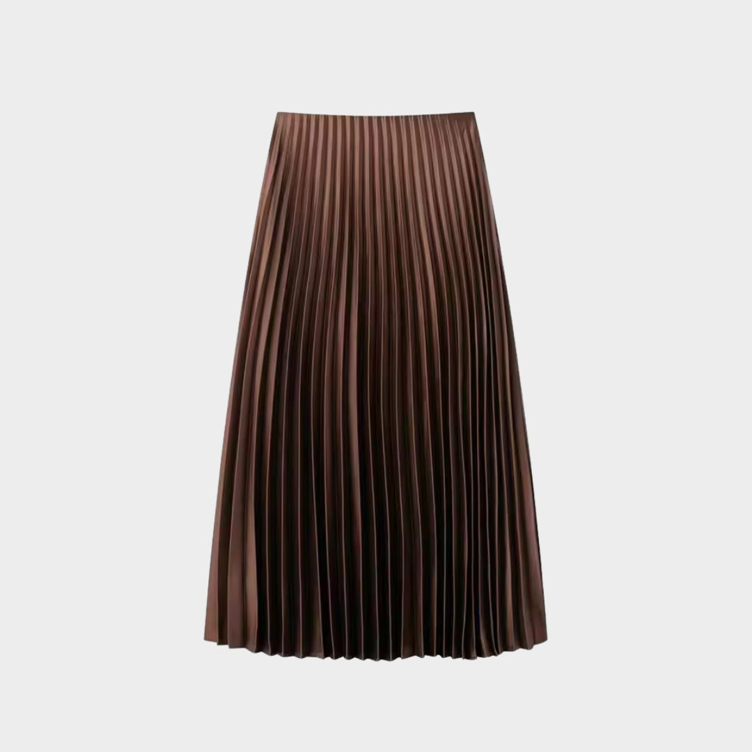 Plisserad midikjol med hög midja och vida veck