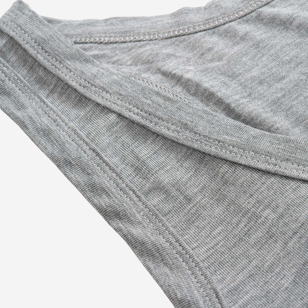 Grå Ärmlös bomullsklänning med rund hals och knytband i midjan