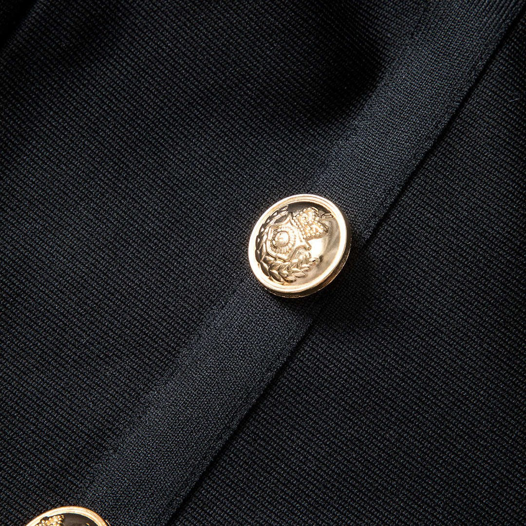 Svart Solid Stickad Asymmetrisk Knapp Kjol Med Drapering