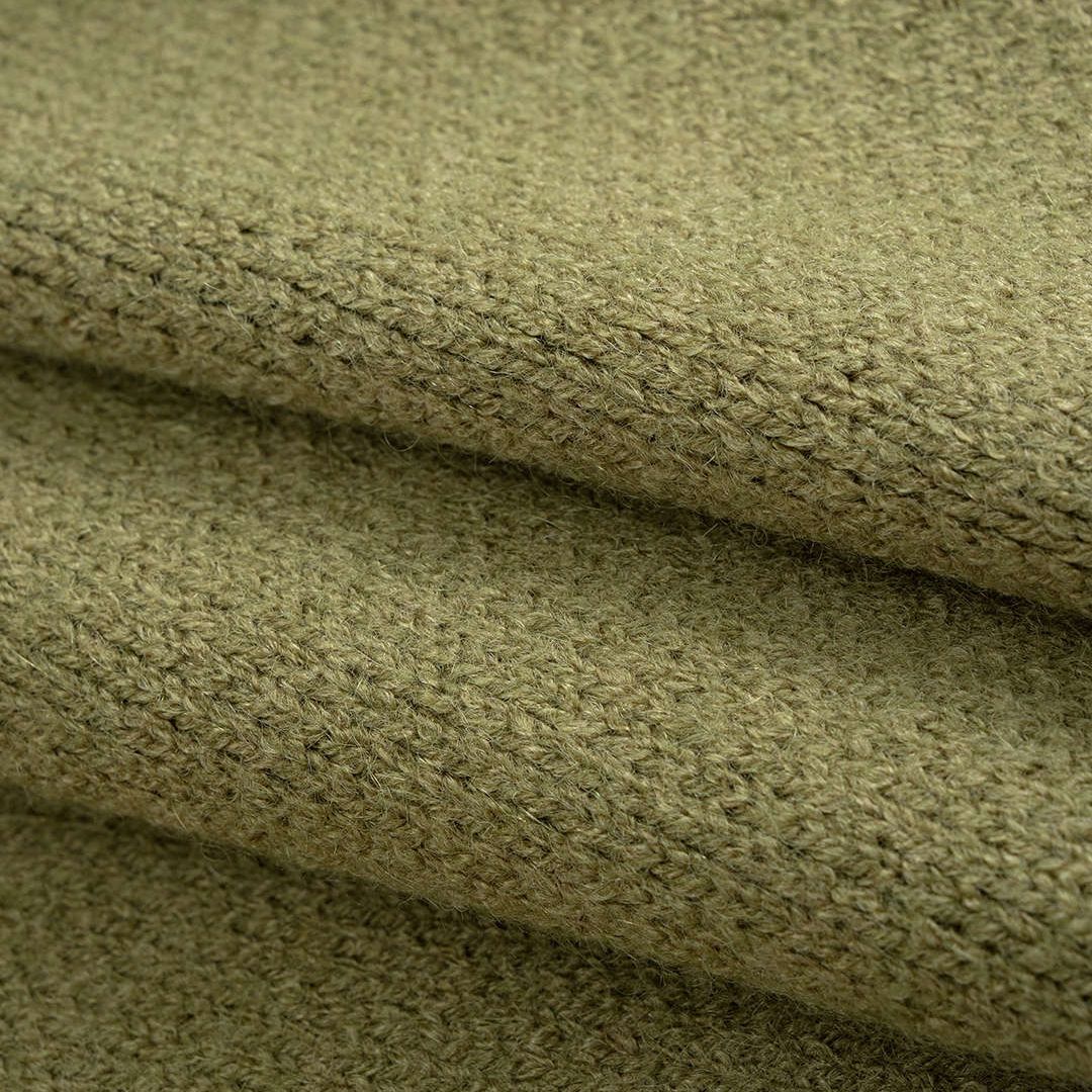 Olivgrön stickad zip-tröja med ståkrage och avslappnad passform