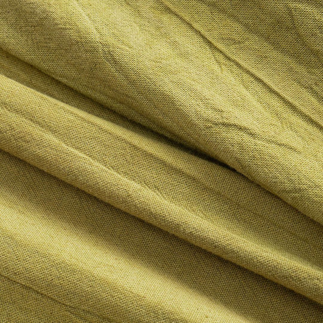 Olivgrön Kort topp i linne-viskosblandning med veckad midja, v-ringning och vida ärmar