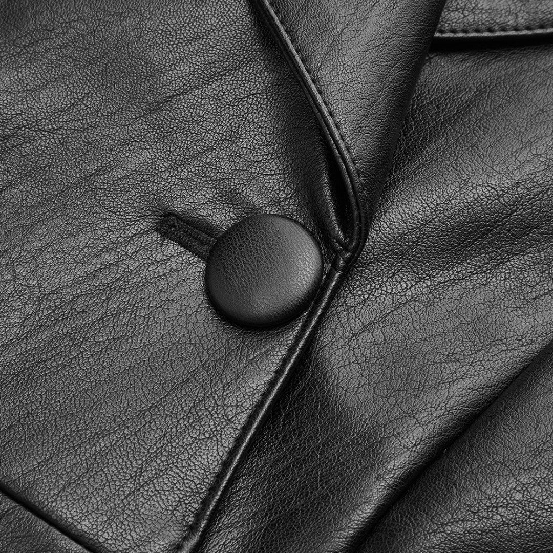 Svart kavajjacka i konstläder med enkelknäppning