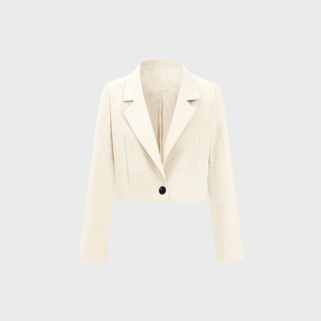 Kort kavaj i viskos med lös passform och enkel knäppning