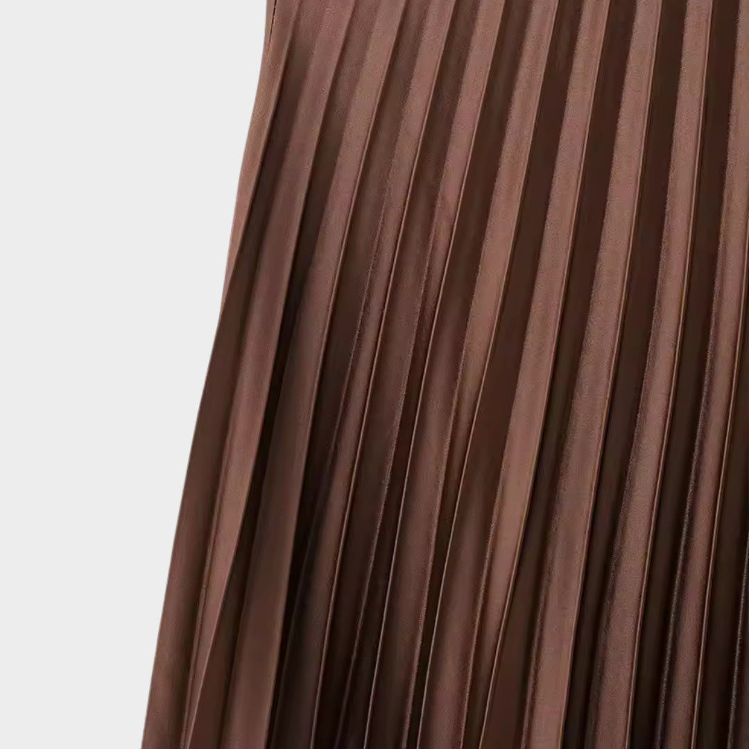 Plisserad midikjol med hög midja och vida veck