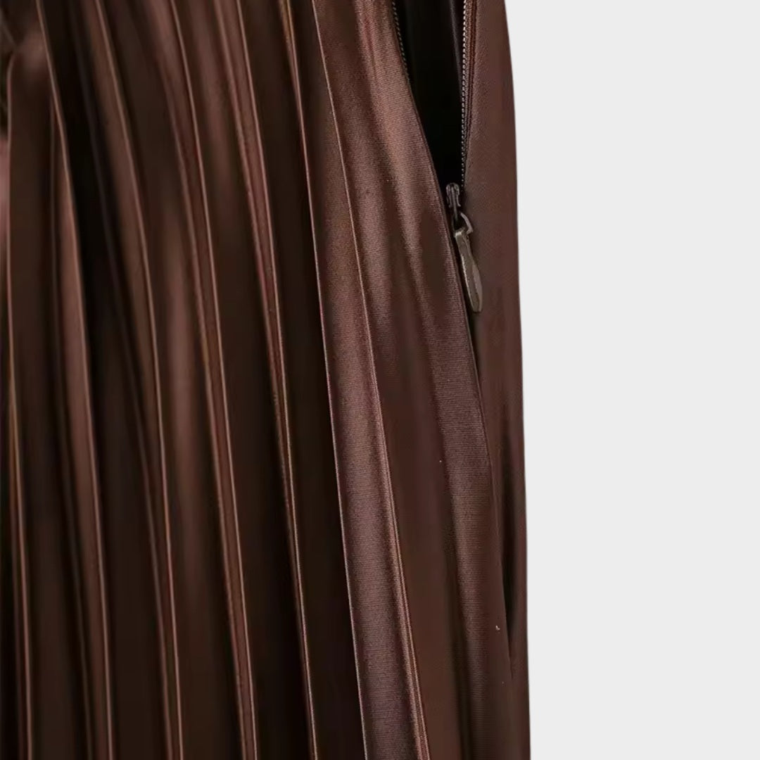 Plisserad midikjol med hög midja och vida veck