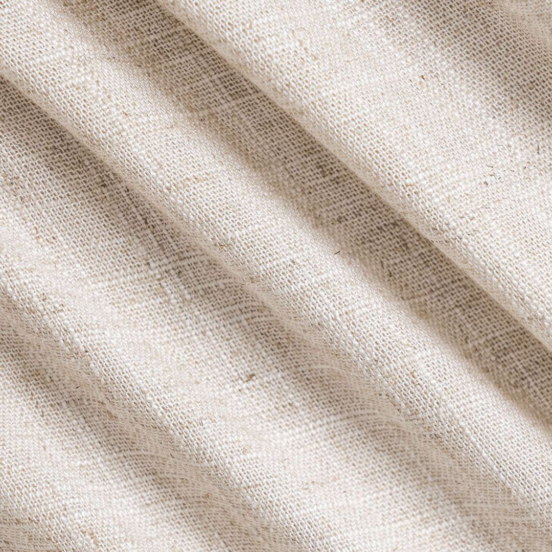 Beige figurnära topp i linne- och viskosblandning med kort ärm och rund halsringning