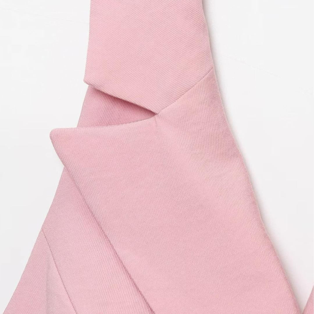 Rosa Ärmlös kavajväst med slag och vida byxor set