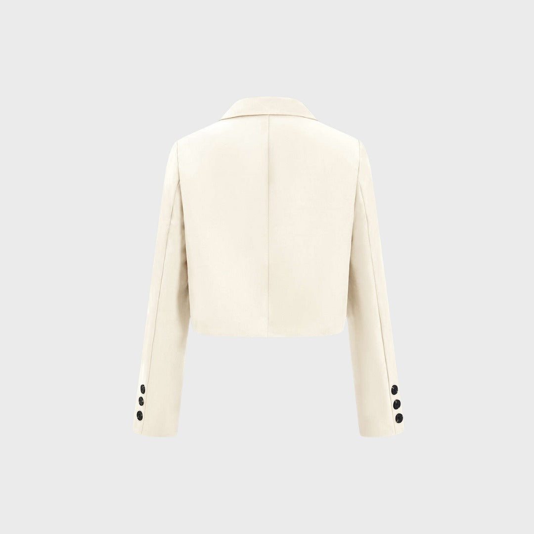 Kort kavaj i viskos med lös passform och enkel knäppning