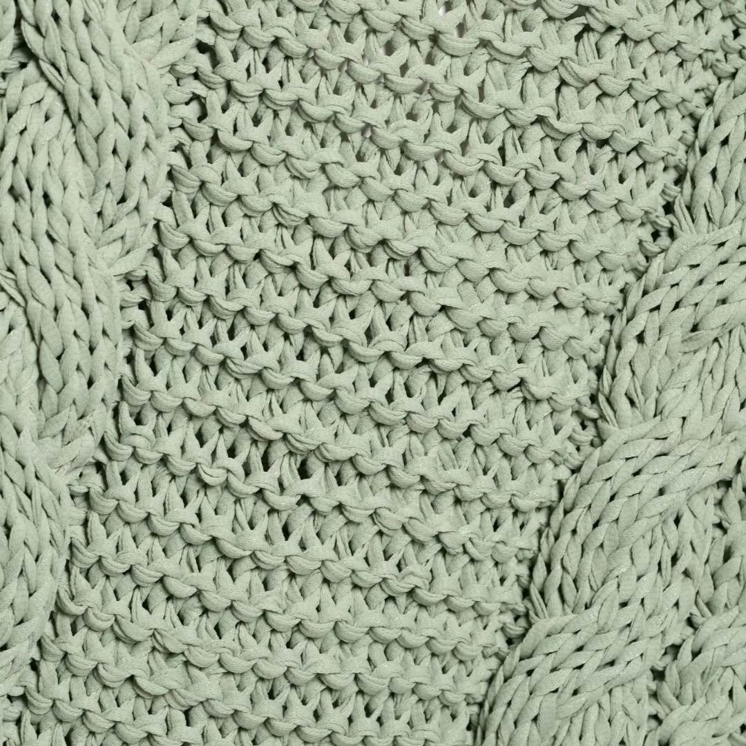 Ljusgrön kabelstickad tröja med blomknappar