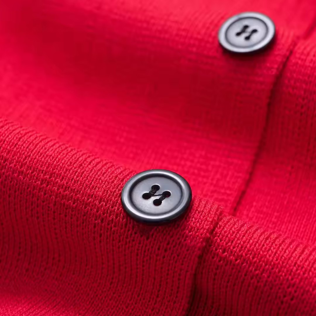 Kort röd damkofta slim fit öppen fram stretch