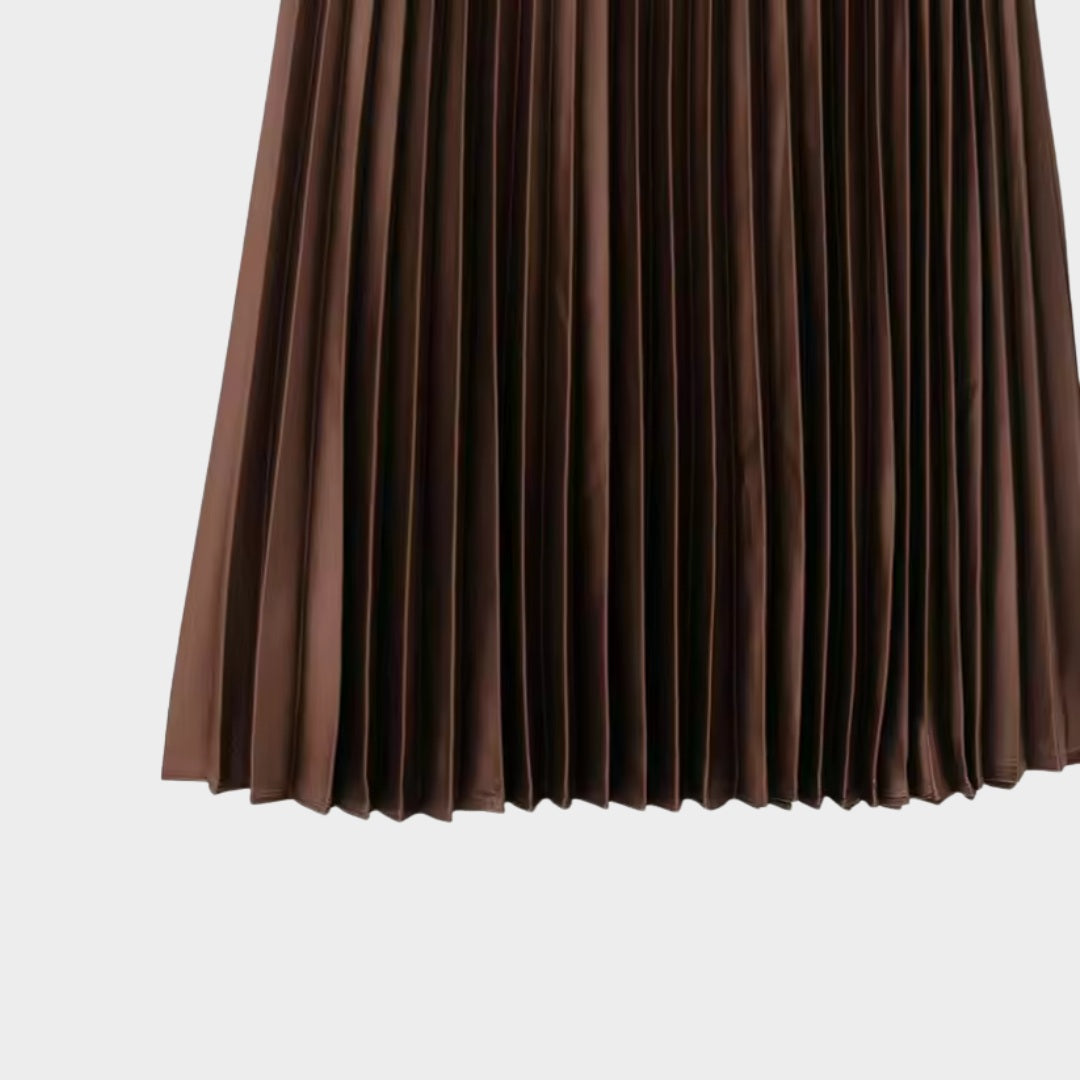 Plisserad midikjol med hög midja och vida veck