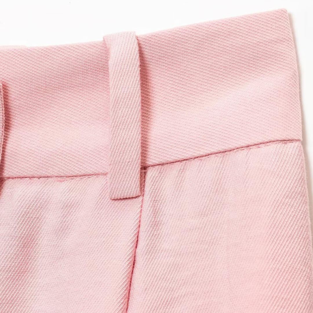 Rosa Ärmlös kavajväst med slag och vida byxor set