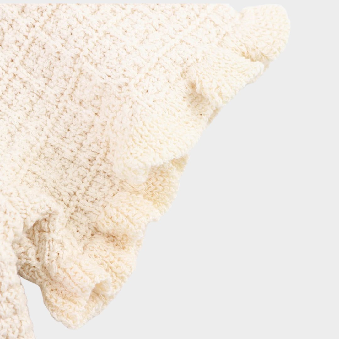 Tvådelad set med kortärmad kofta och midikjol i stickad bomullsblandning