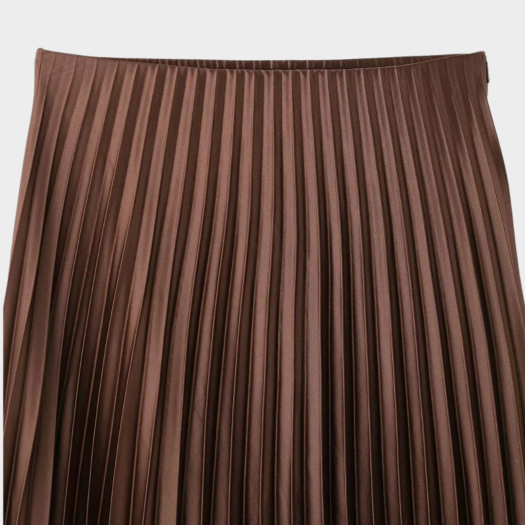 Plisserad midikjol med hög midja och vida veck