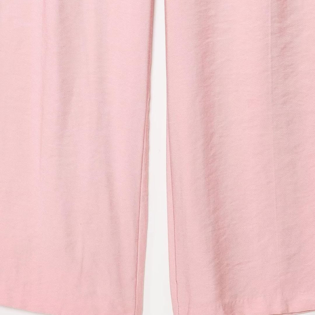 Rosa Ärmlös kavajväst med slag och vida byxor set