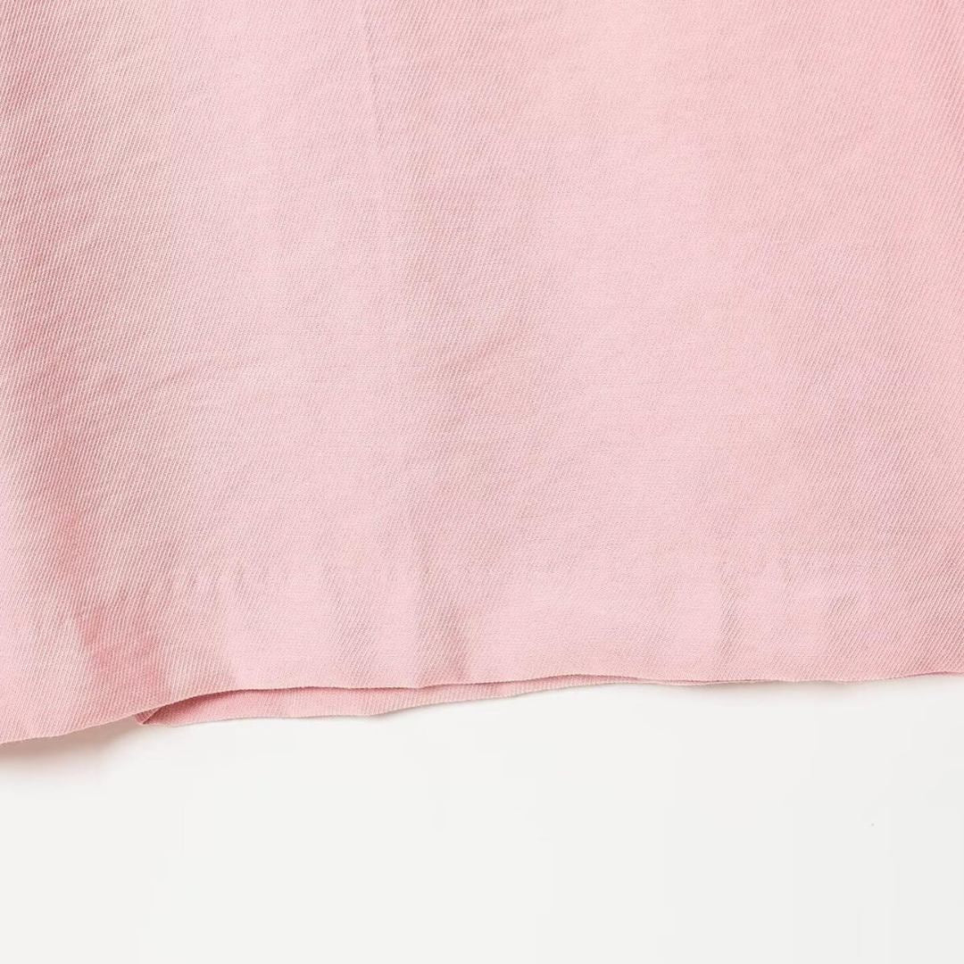 Rosa Ärmlös kavajväst med slag och vida byxor set