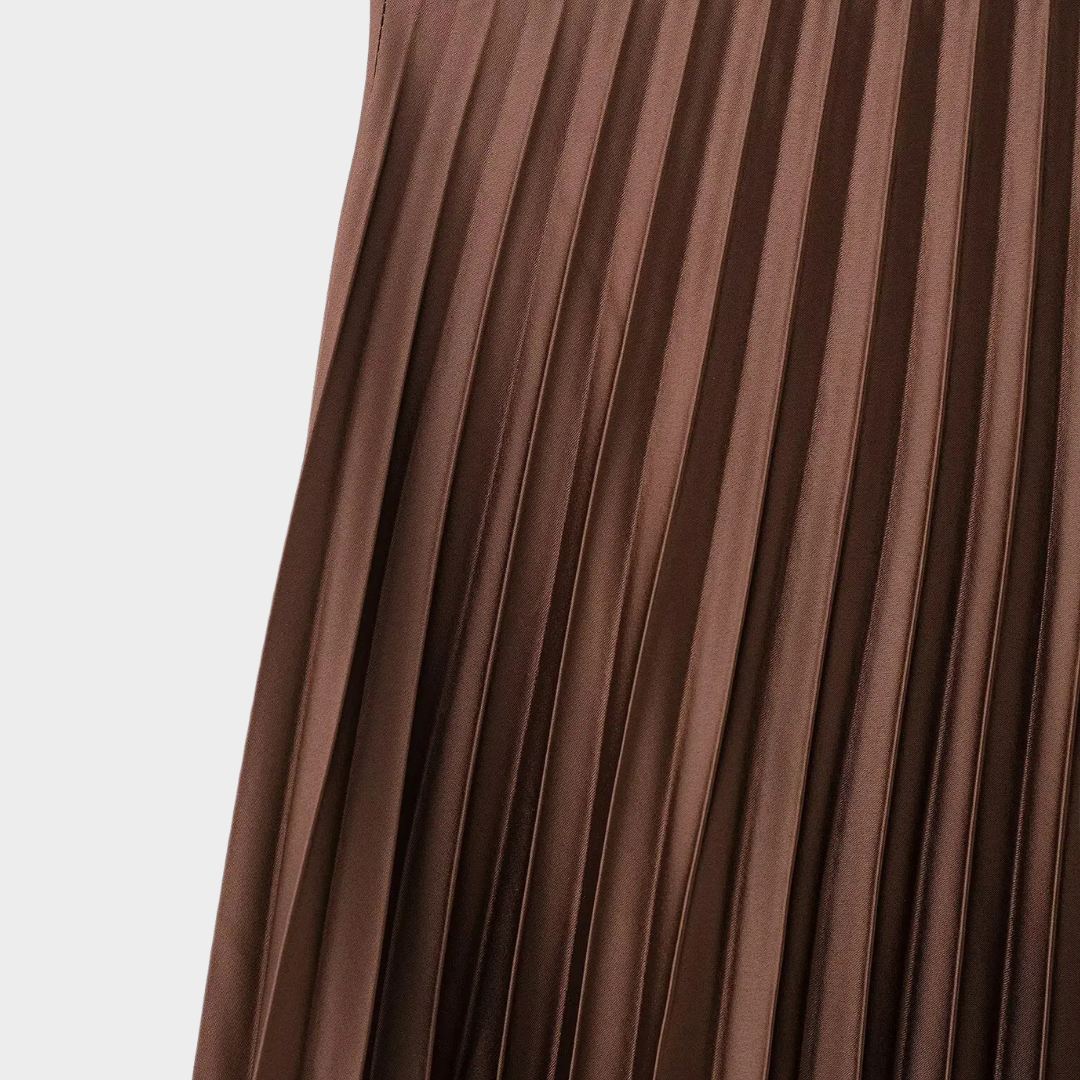 Plisserad midikjol med hög midja och vida veck