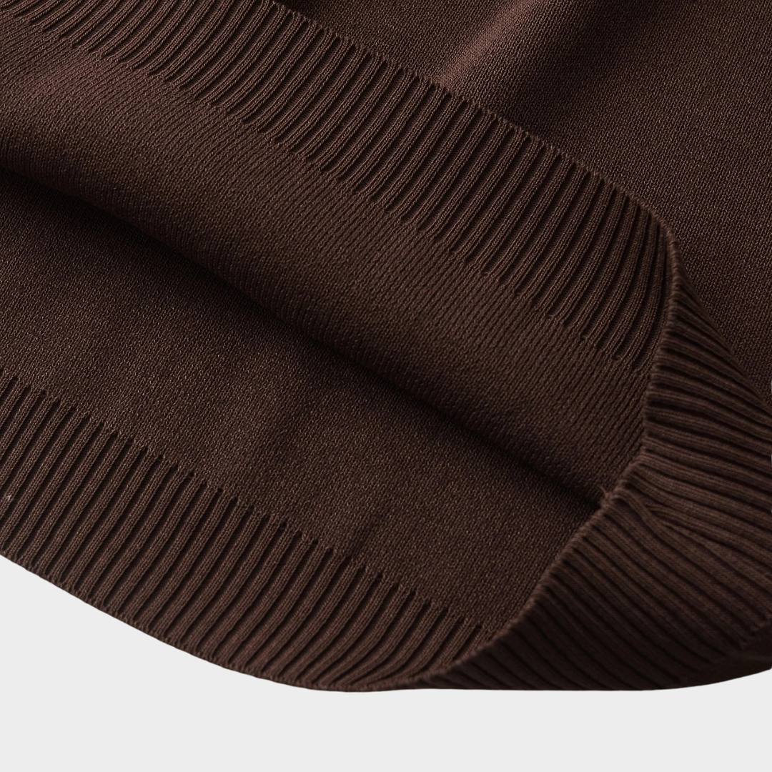 Elegant brun tjock tracksuit med zip hoodie och raka byxor