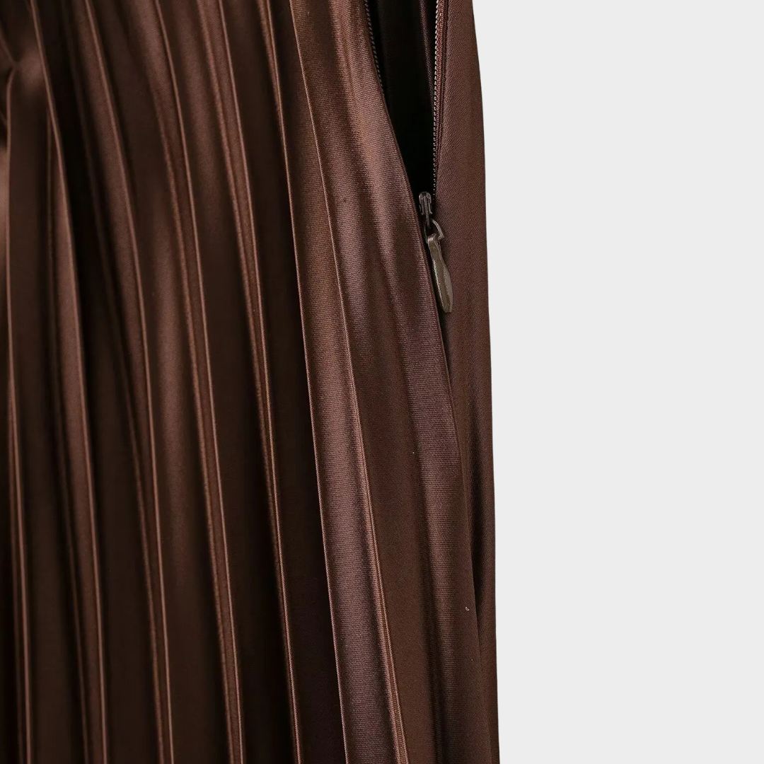 Plisserad midikjol med hög midja och vida veck