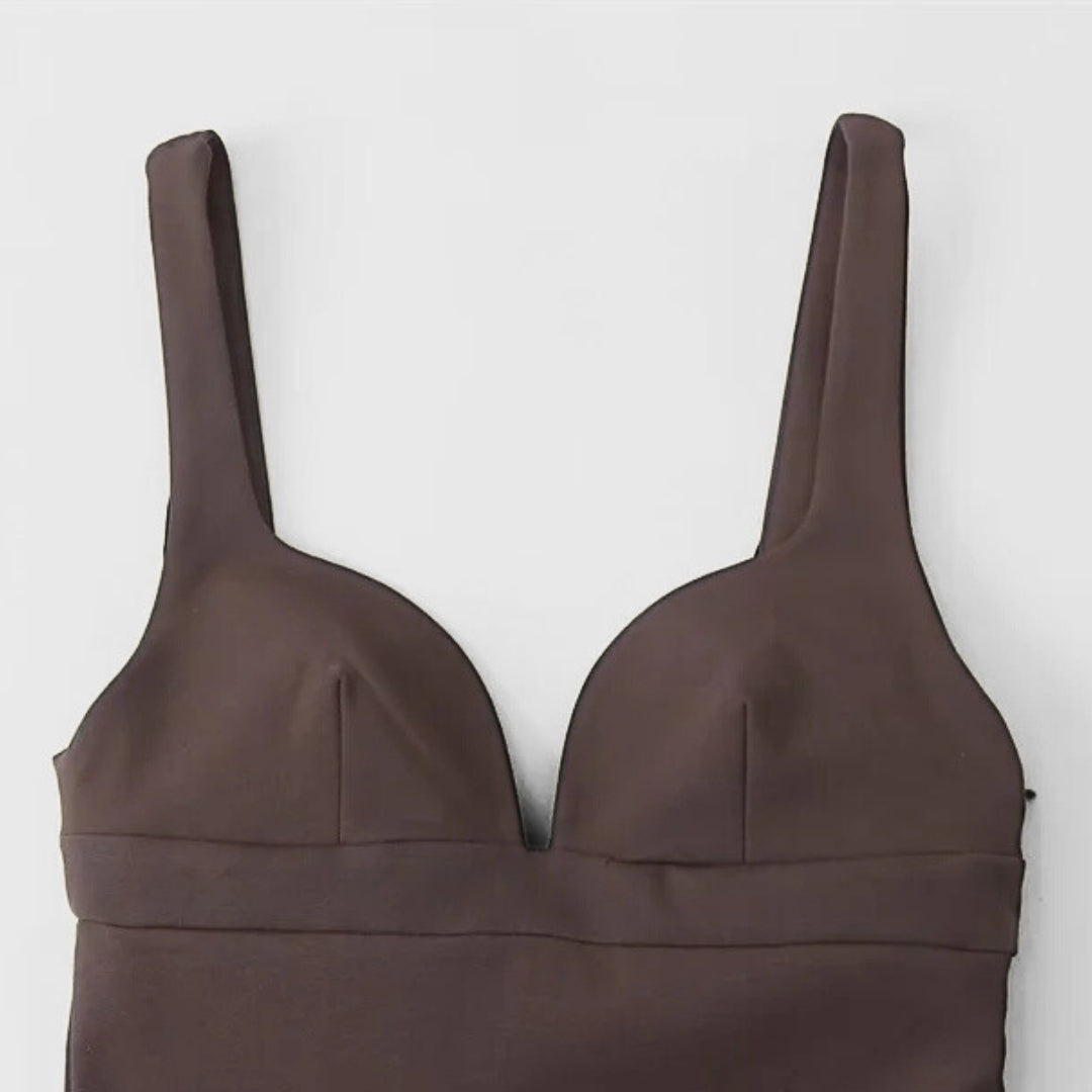 Bodycon miniklänning med djup V-ringning och bustierliv