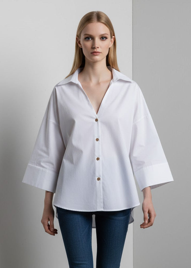 Oversize skjorta med knappstängning och uppvikta ärmar