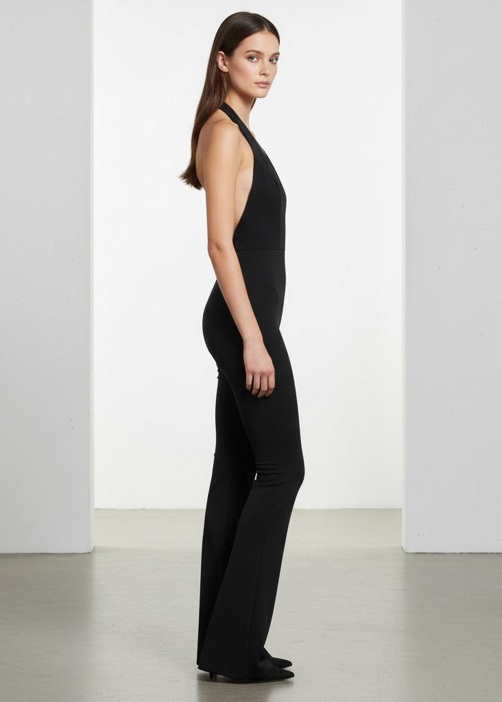 Slim Fit Ärmlös Jumpsuit med Utsvängda Ben