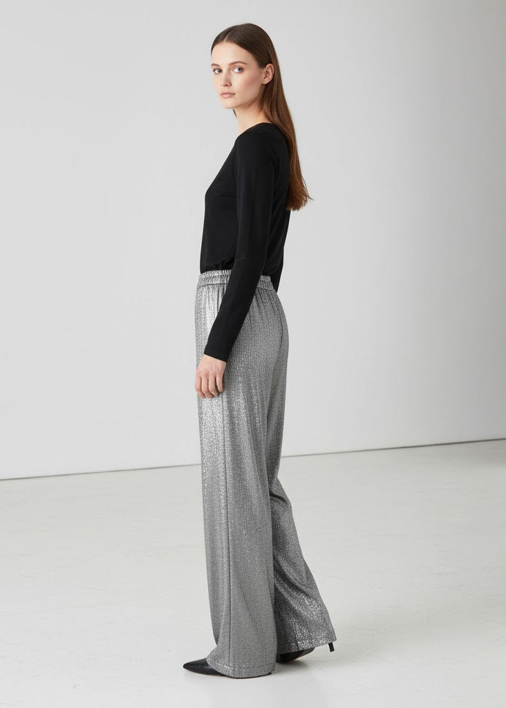 Vida vardagsbyxor i glansig sammetslook