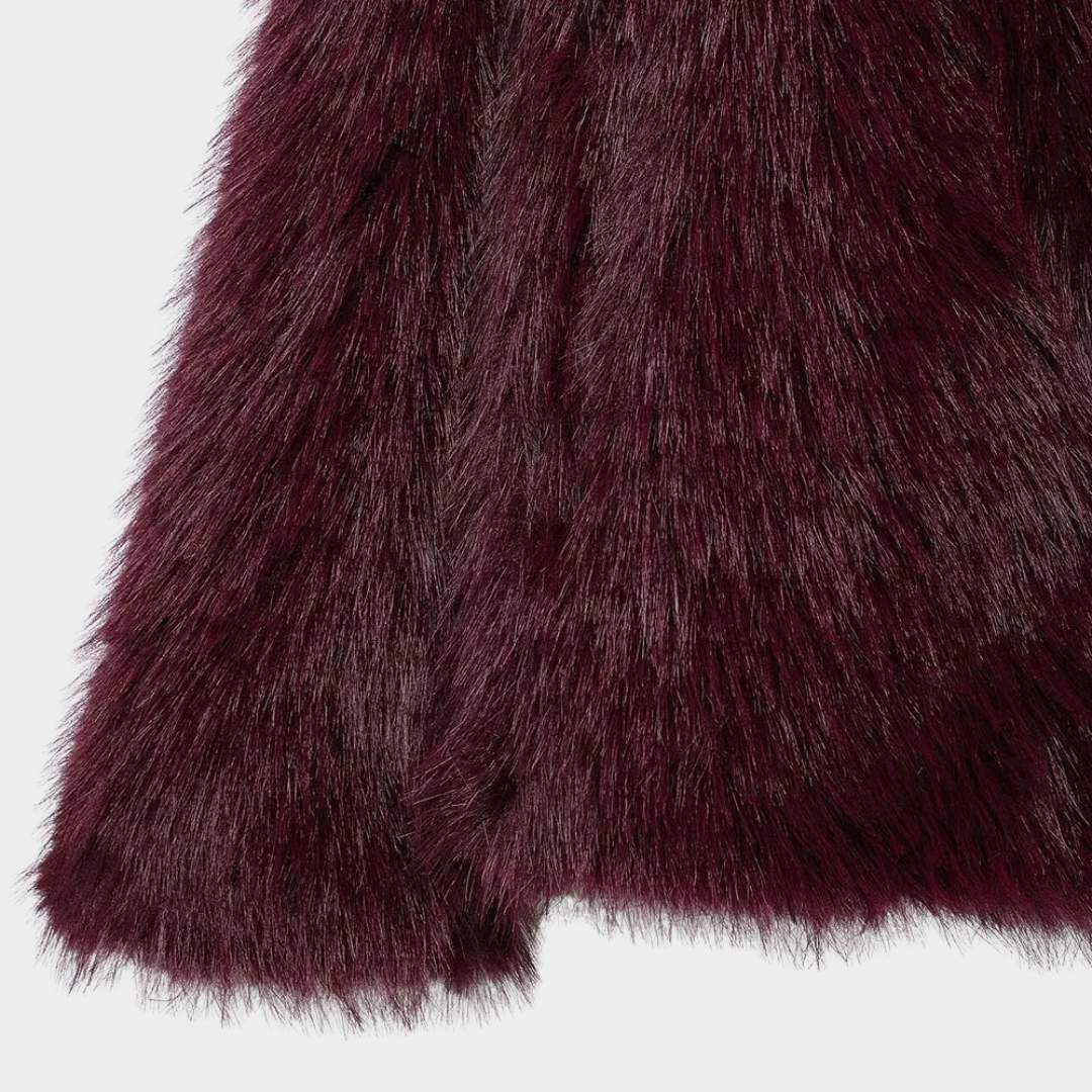 Plush Fuskpälsjacka med Överdimensionerad Krage