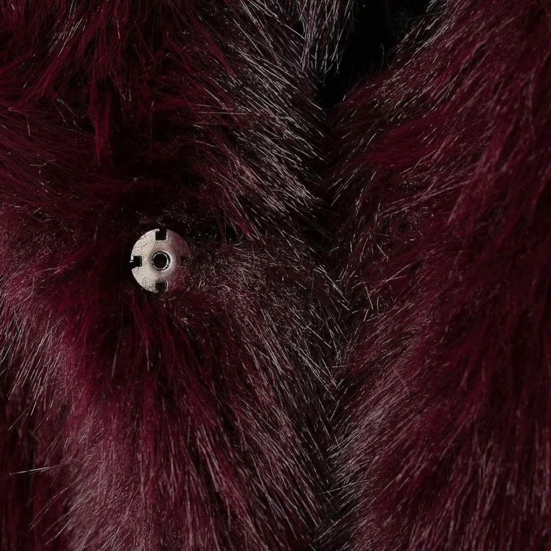 Plush Fuskpälsjacka med Överdimensionerad Krage
