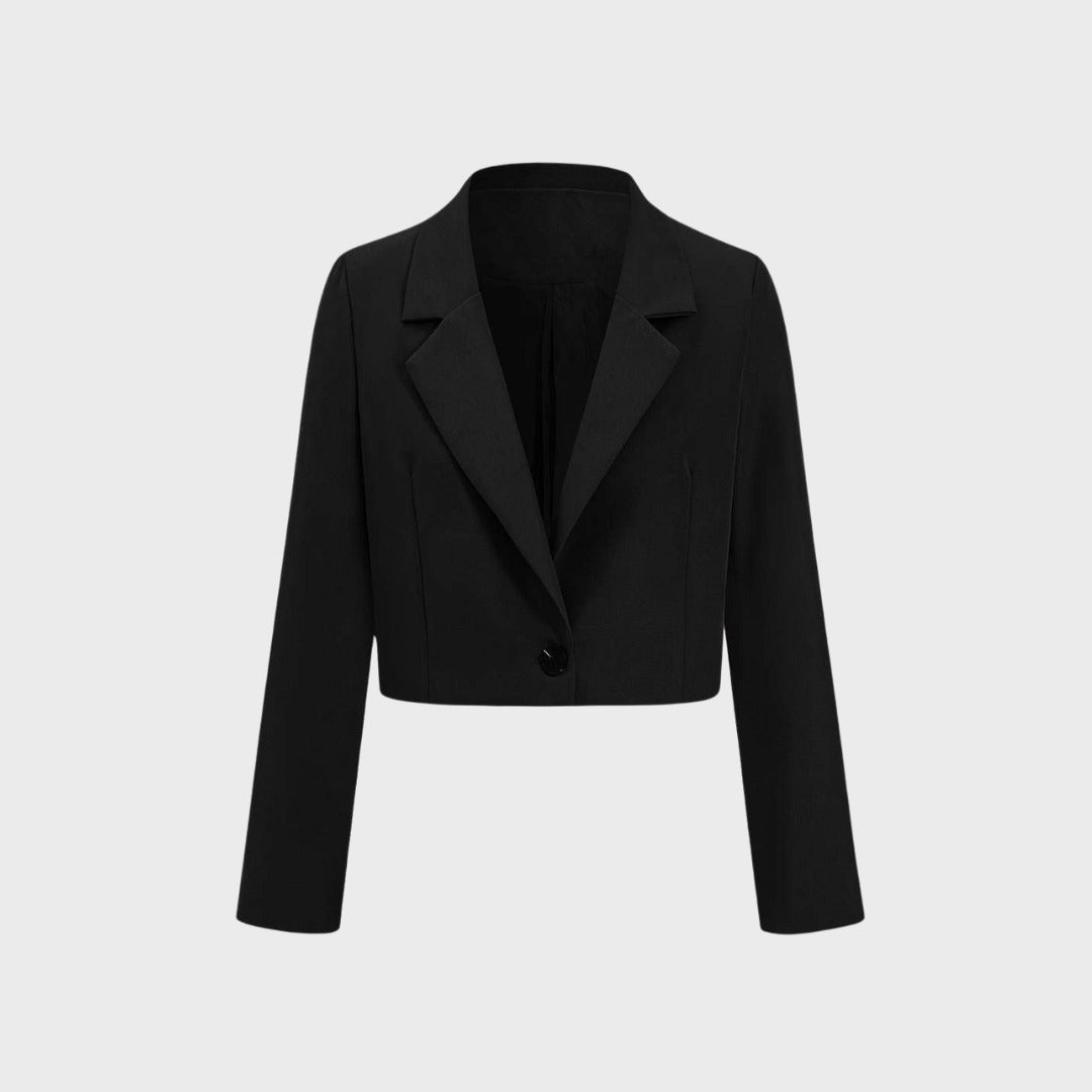 Kort kavaj i viskos med lös passform och enkel knäppning