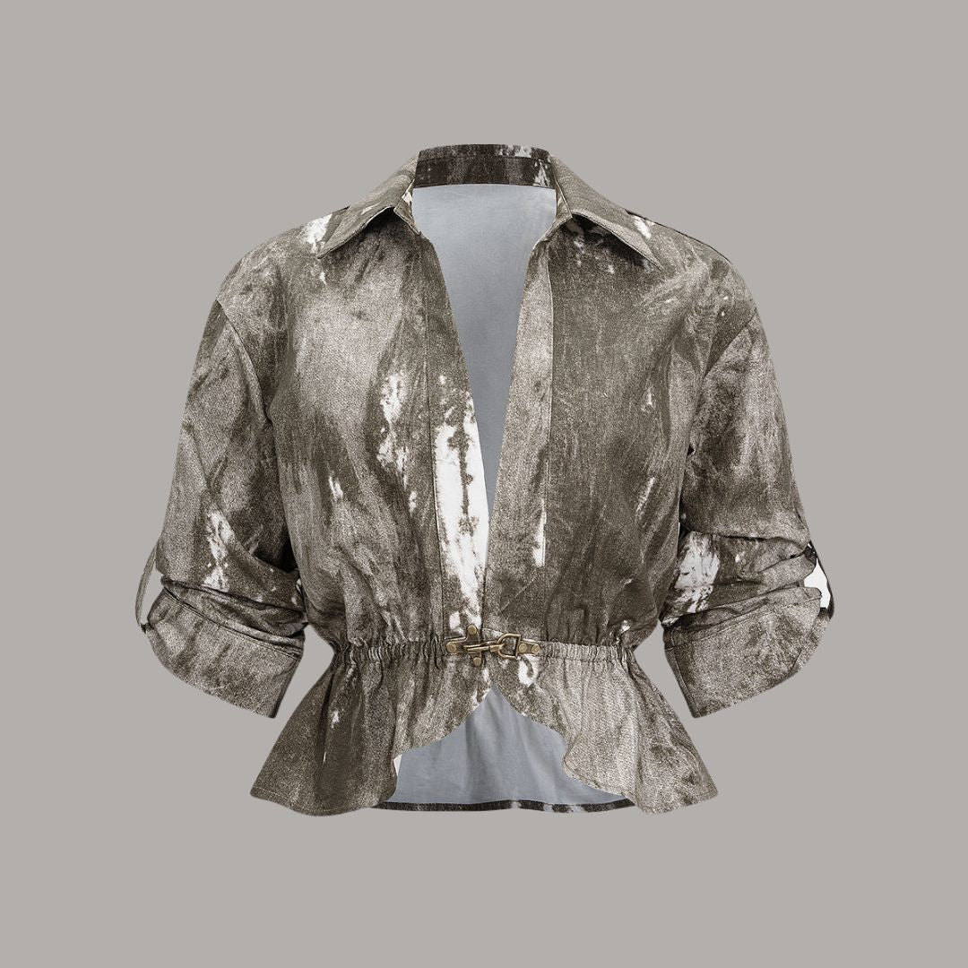 Militärgrön Luftig twilltopp med unik struktur och avslappnad passform